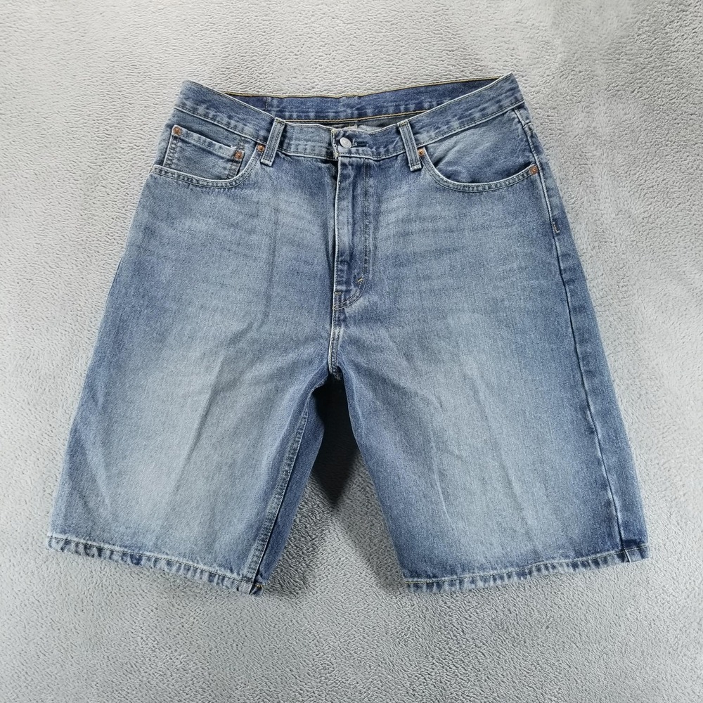 Levis 569 Jean Shorts Mens 36 Blue Denim Relaxed Bermuda‎ 11" Medium Wash Jorts